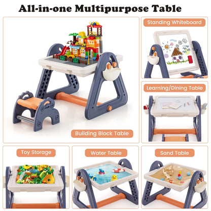 2-in-1 Kids Art Table & Easel with Rotatable & Removable Desktop
