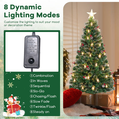 150/180CM Artificial Christmas Tree with 8 Lighting Modes and Optical Fibers