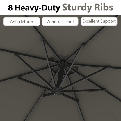 295 cm Patio Offset Umbrella with Easy Tilt Adjustment and Crossed Base
