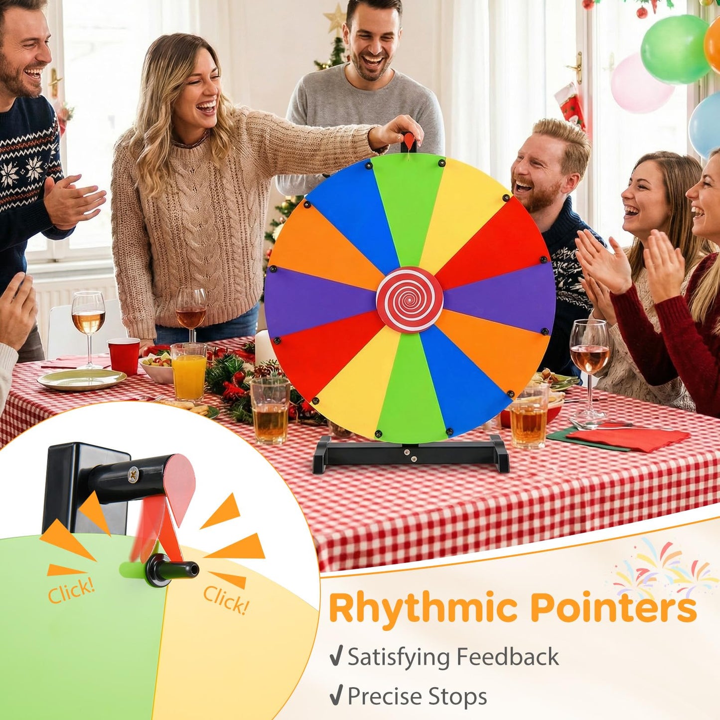 60cm Colorful Tabletop Prize Wheel with Stand Dry Erase Marker and Eraser for Carnival
