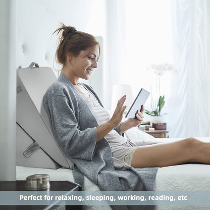 Bed Wedge Pillow with Headrest and Washable Cover for Reading
