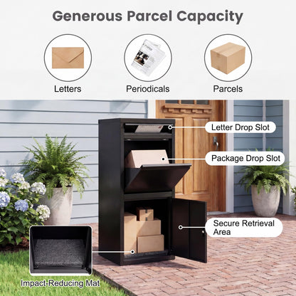 GiantexUK Outdoor Parcel Delivery Box, Large Galvanized Steel Parcel Drop Box with Anti-Theft Design