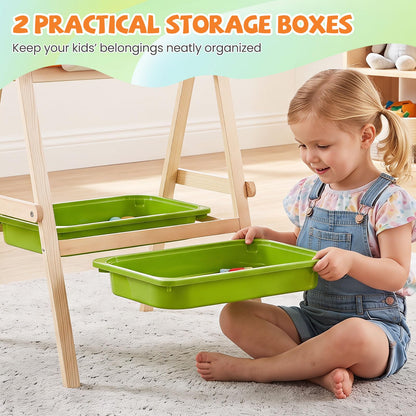 2-in-1 Art Easel for Kids with Magnetic Whiteboard & Blackboard for Ages 3+