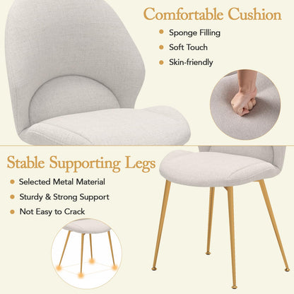 Set of 2 Upholstered Accent Chairs with Curved Backrest Adjustable Foot Pads