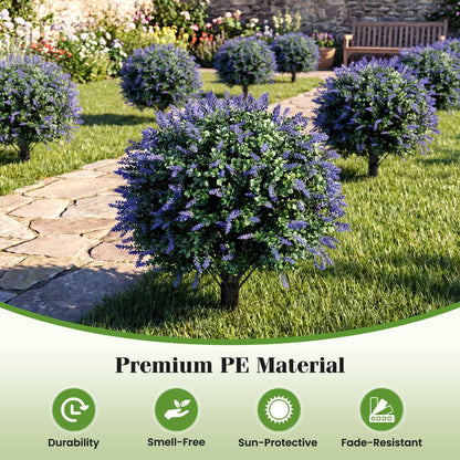 Set of 2 Artificial Topiary Ball Trees, Faux Shrub Bushes with Ground Spikes