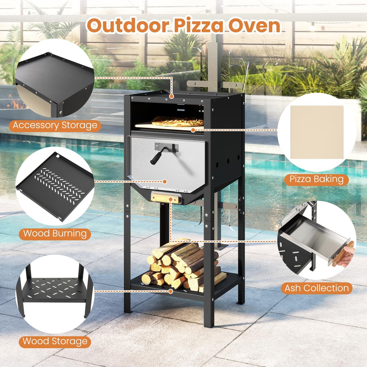 30 cm Outdoor Pizza Oven Pizza Peel and Oxford Cloth Cover