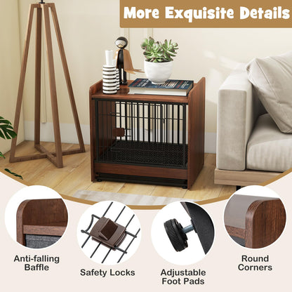 Indoor Dog Crate Furniture with Removable Tray and Lockable Door