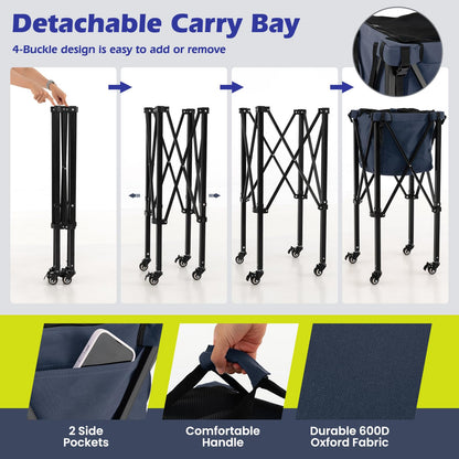 Foldable Aluminum Tennis Ball Cart Hopper Basket with Wheels