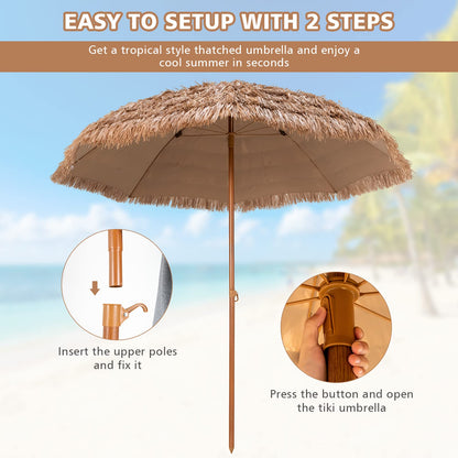 2.05M Outdoor Portable Easy Set-up 8-Rib Tropical Hawaiian Umbrella