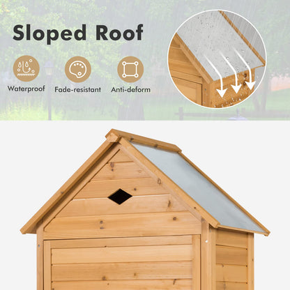Wooden Garden Shed Tool Storage Cabinet with 5 Shelves