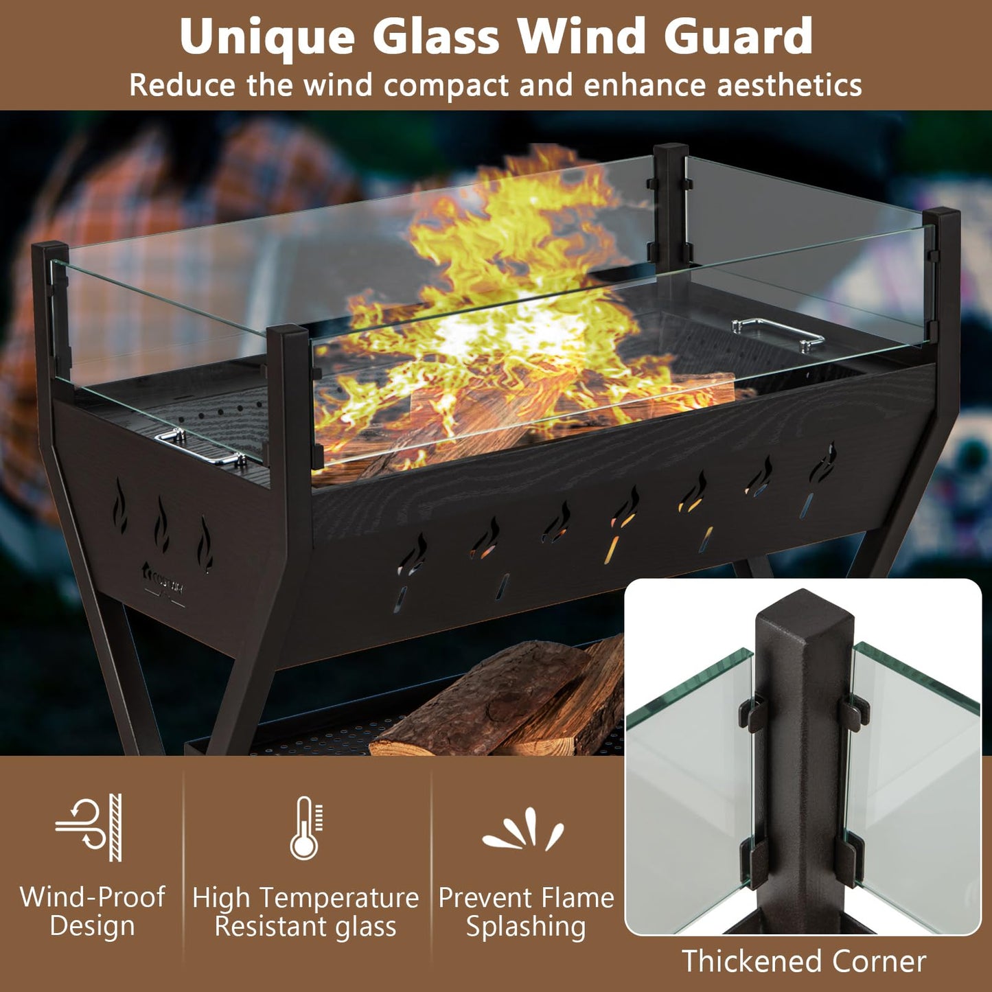 Barbecue Charcoal Grills with Wind Guard and Seasoning Racks