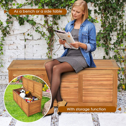 114cm Garden Storage Bench with Flexible Hinges and Handle
