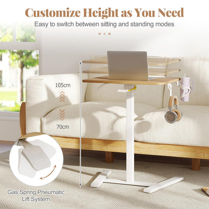 Foldable Mobile Standing Desk Rolling Laptop Desk with 90° Tiltable Tabletop