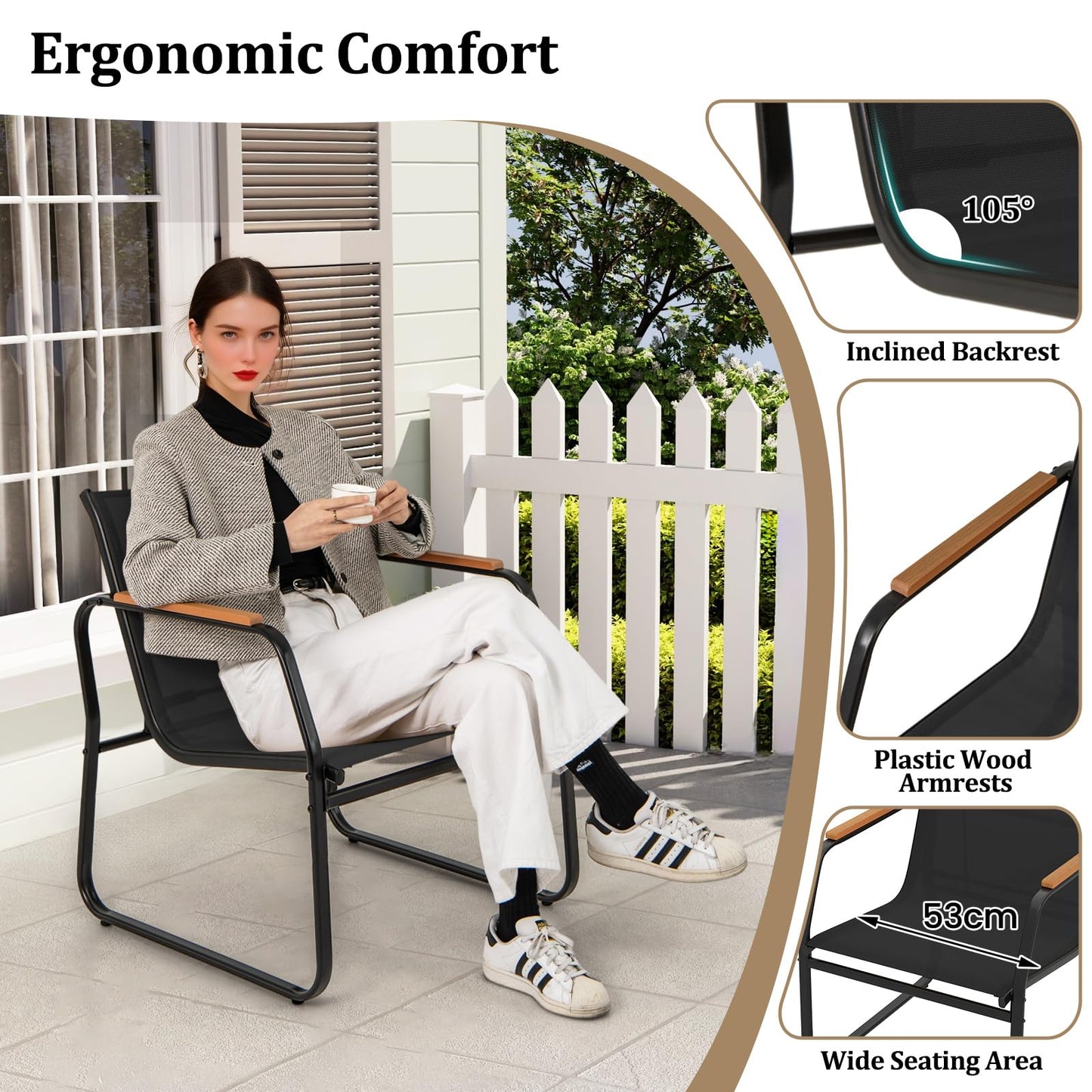 Giantex 3-Piece Patio Bistro Set, Garden Furniture Set with Coffee Table and Chairs