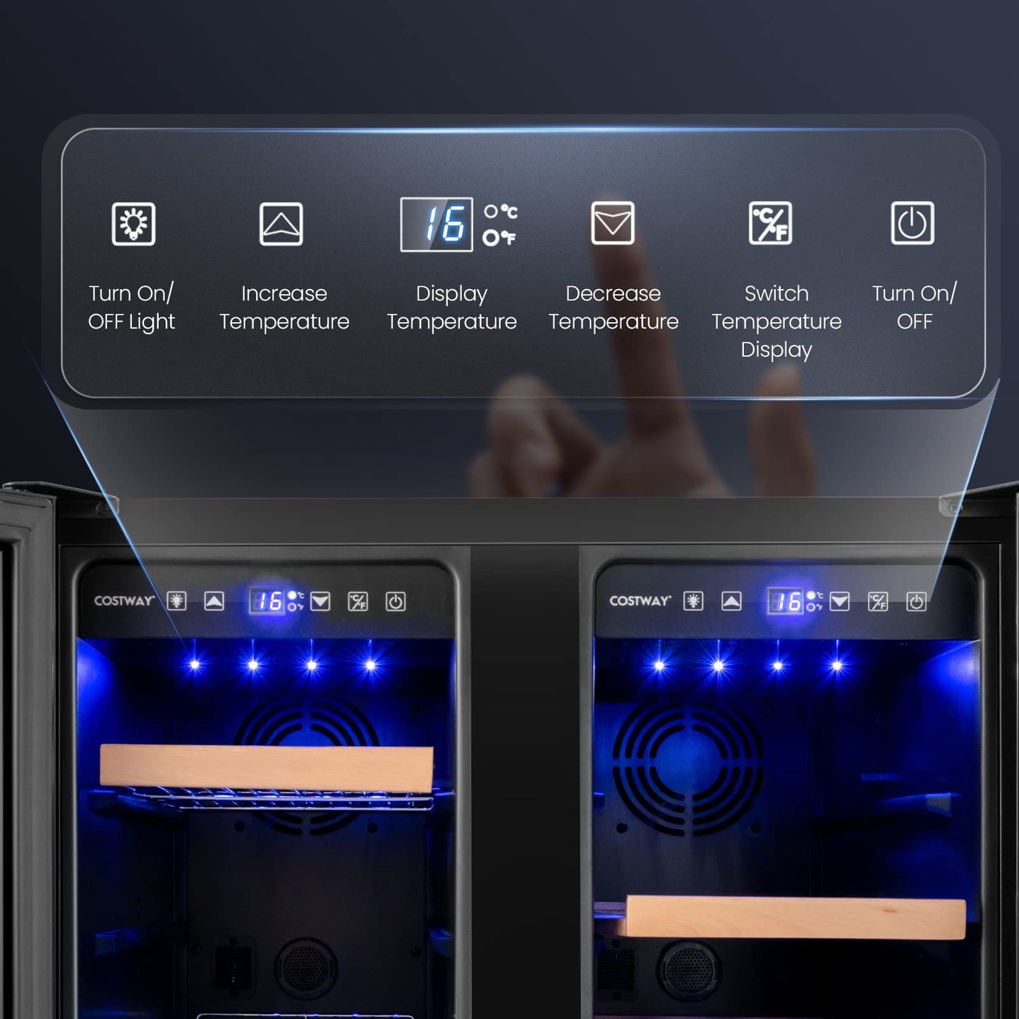 120L Dual Zone Wine Beverage Refrigerator