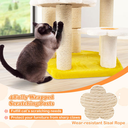 Cute Flower Cat Tree Kitty Tower with Sisal Scratching Posts