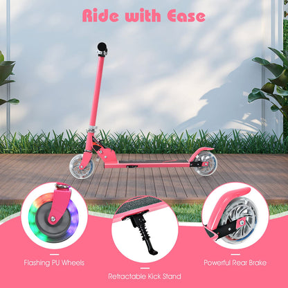 Kids Kick Scooter, Light Up LED 2 Wheeled Scooters for Ages 4 to 13 Children Girls Boys