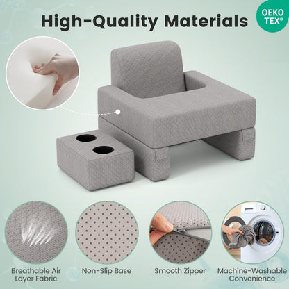 3-Piece Reading Pillow Set with Coaster Back Cushion and Storage Pocket