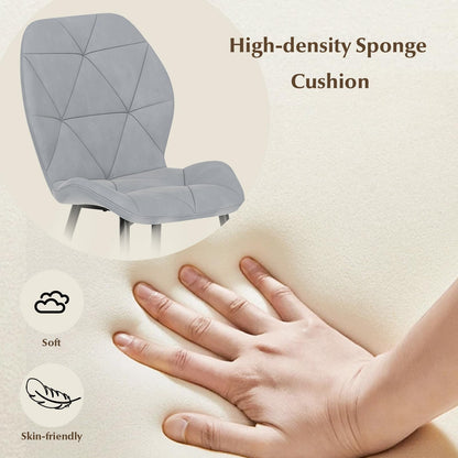 Upholstered Dining Chair Set of 4 with Ergonomic Backrest and Curved Seat