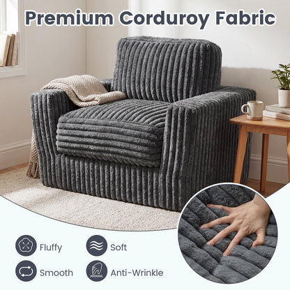 Furry Boneless Couch for Small Spaces with Removable Cover and Pillow