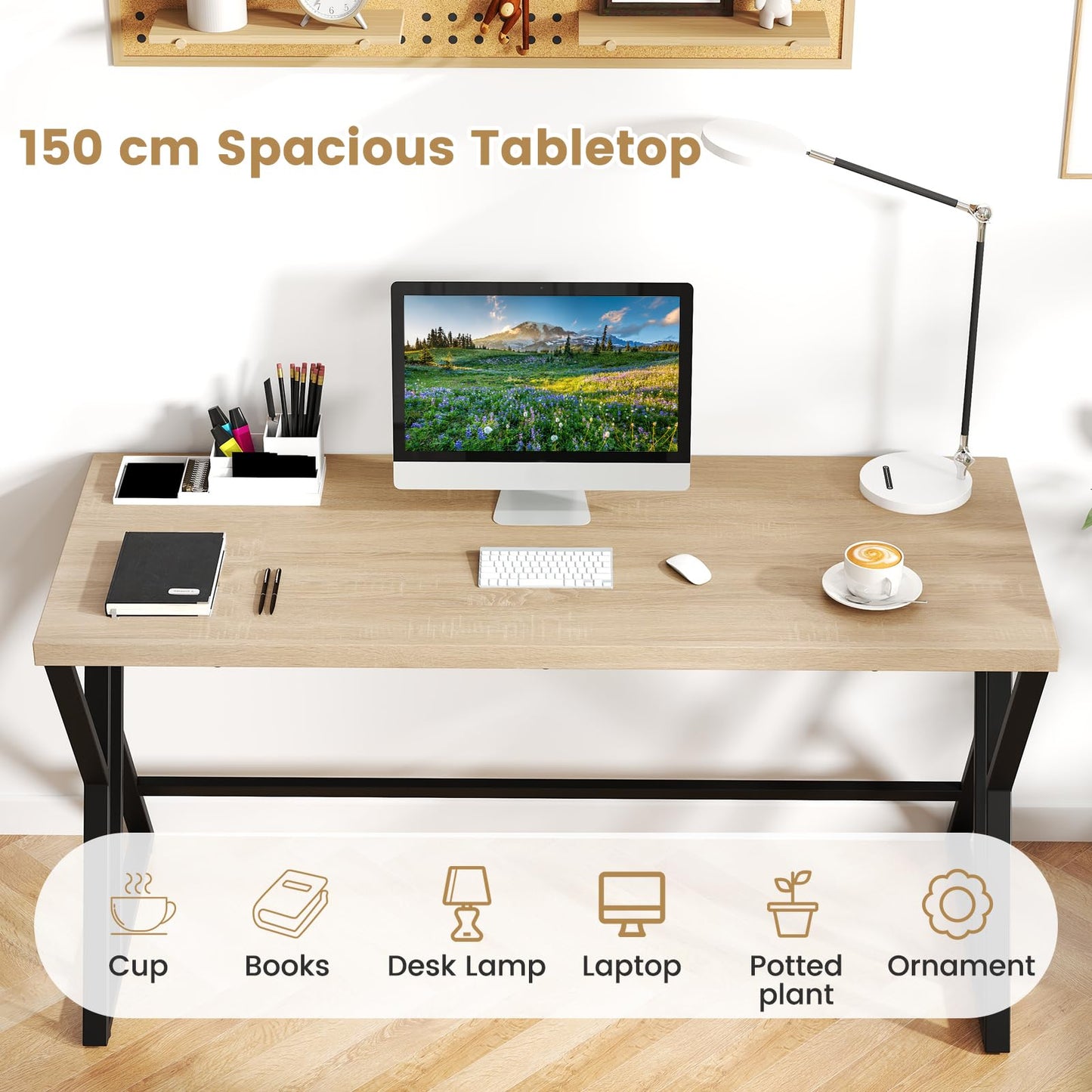 Home Office X Shaped Gaming Working Desk with Crossbar