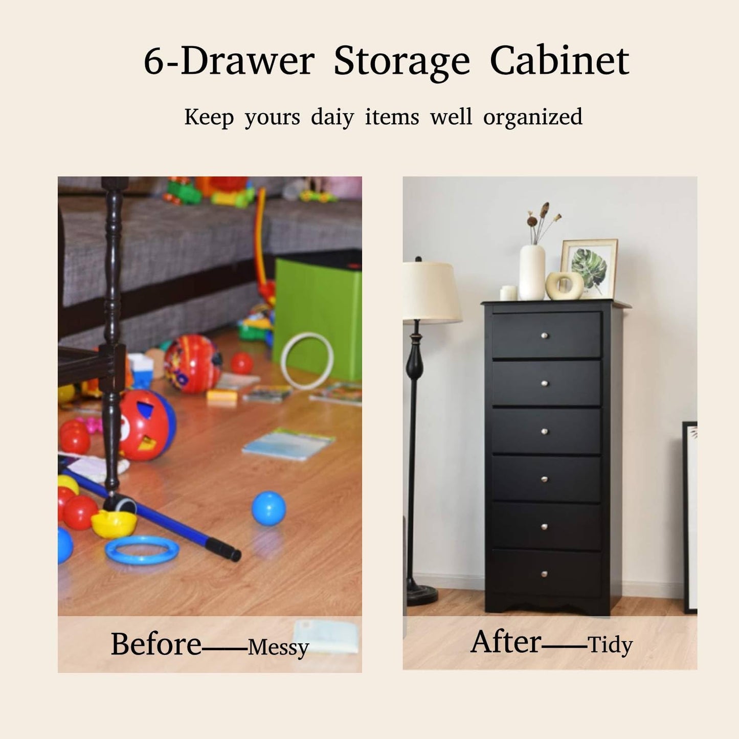 6-Drawer Freestanding Dresser Cabinet