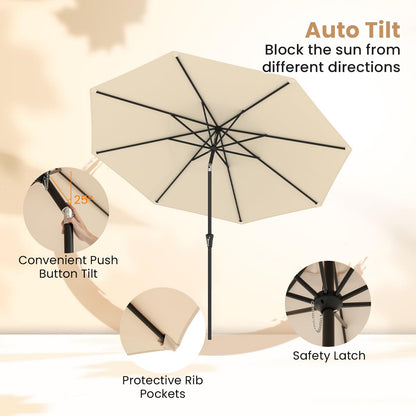 3M  Waterproof Garden Parasol with Tilt & Crank Handle