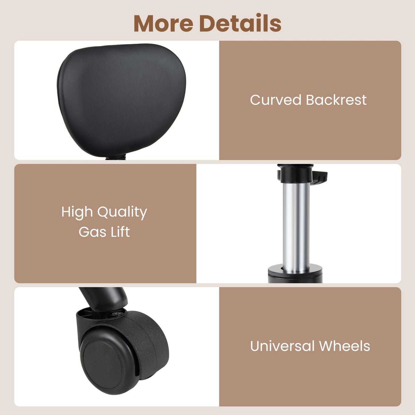 Ergonomic Cross Legged Office Chair with Wheels, Black