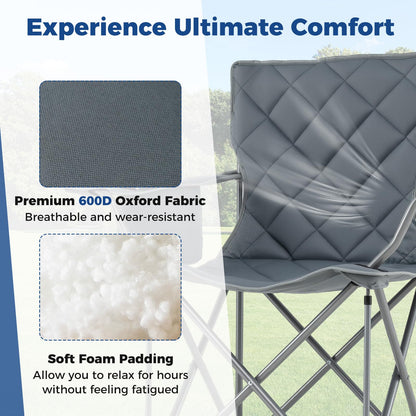 227kg Oversized Camping Chair, Heavy Duty Outdoor Folding Chair with Cooler Pouch