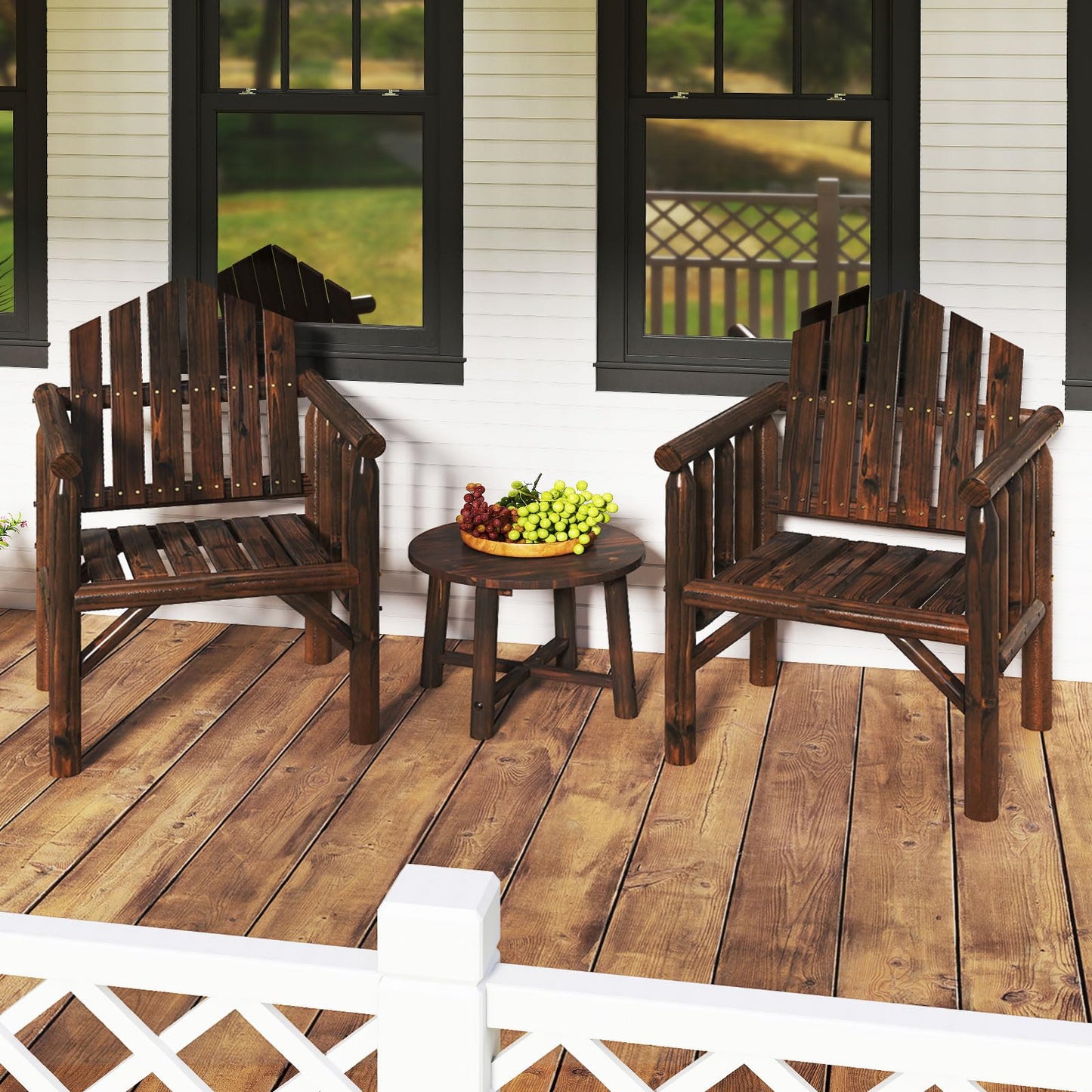 Garden Chair, Outdoor Dining Chairs with Armrests & Reclined High Backrest