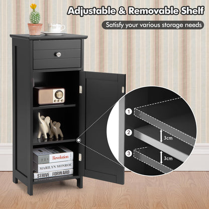 3-Tier Free-Standing Bathroom Cabinet with Drawer