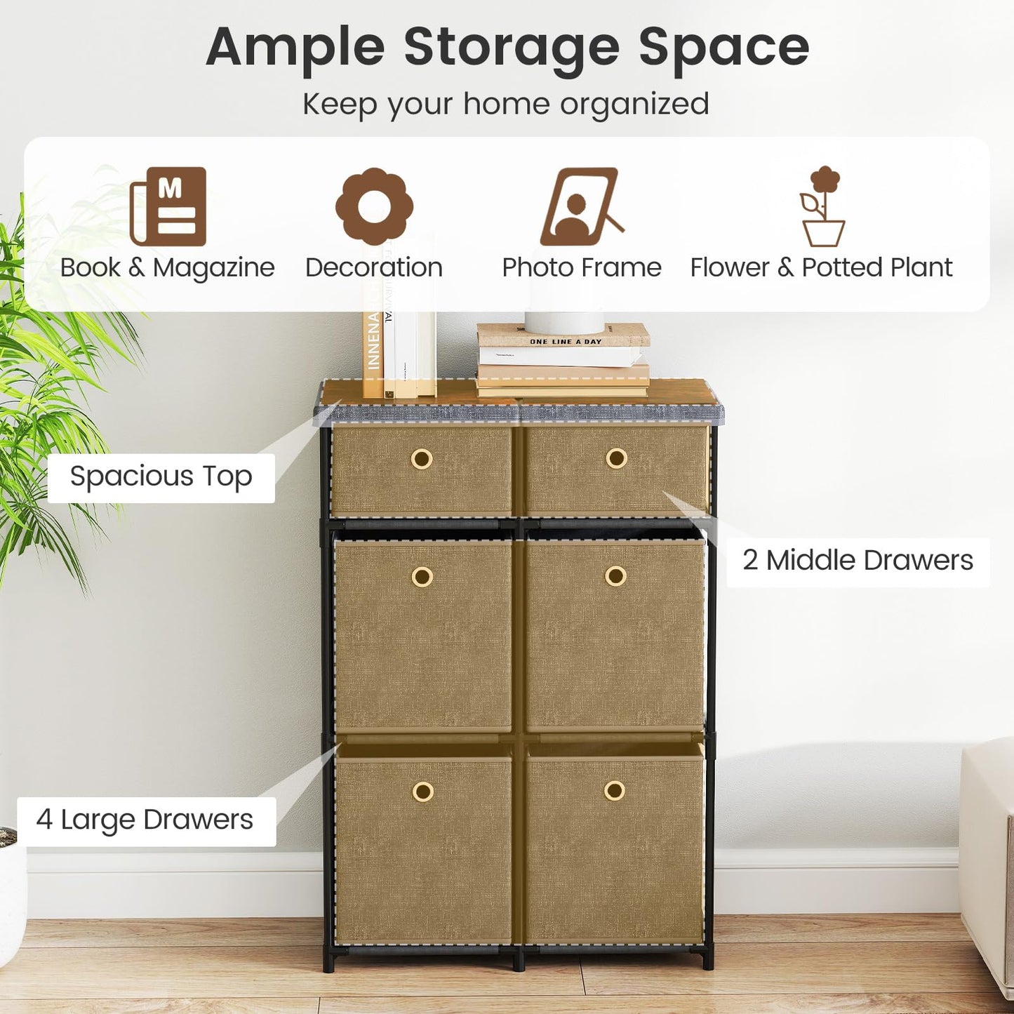 Chest of 6/9 Drawers Home Metal Frame Storage Organizer Unit