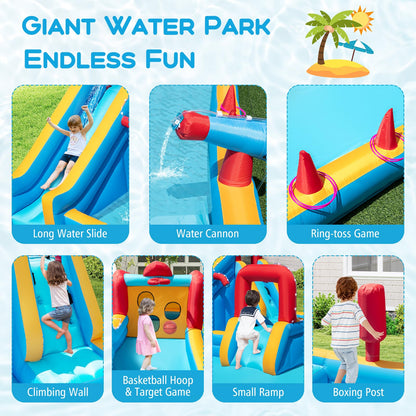 9-in-1 Inflatable Double Water Slide Park for Backyard