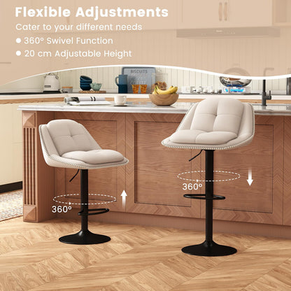 Bar Stools Set of 2 Modern Adjustable Chenille Upholstered Barstools