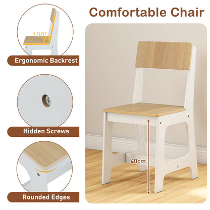 Kids Study Desk and Chair Set with Shelves and Storage Cabinet