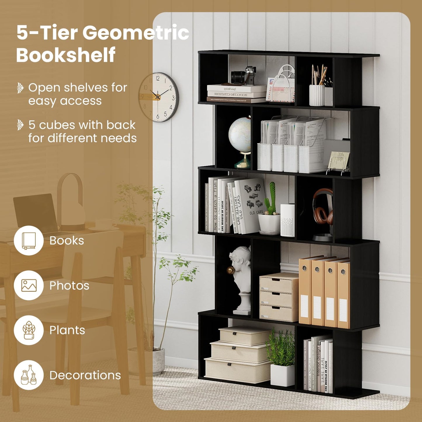 Home Office Industrial Decorative Bookshelf Display Stand Rack