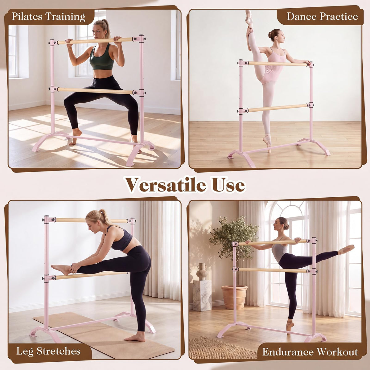 Double Ballet Barre, Freestanding Dance Stretch Bar