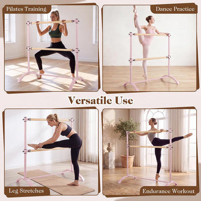 Double Ballet Barre, Freestanding Dance Stretch Bar