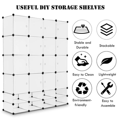 24 Cube DIY Interlocking Combination Armoire with 16 Cubes