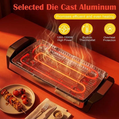 Reversible Grill Griddle 1500W, 2-in-1 Dual Sided Electric Grill