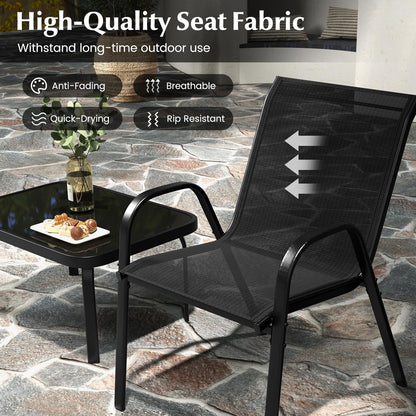 4-Piece Garden Furniture Set, Metal Frame Patio Conversation Set with Loveseat