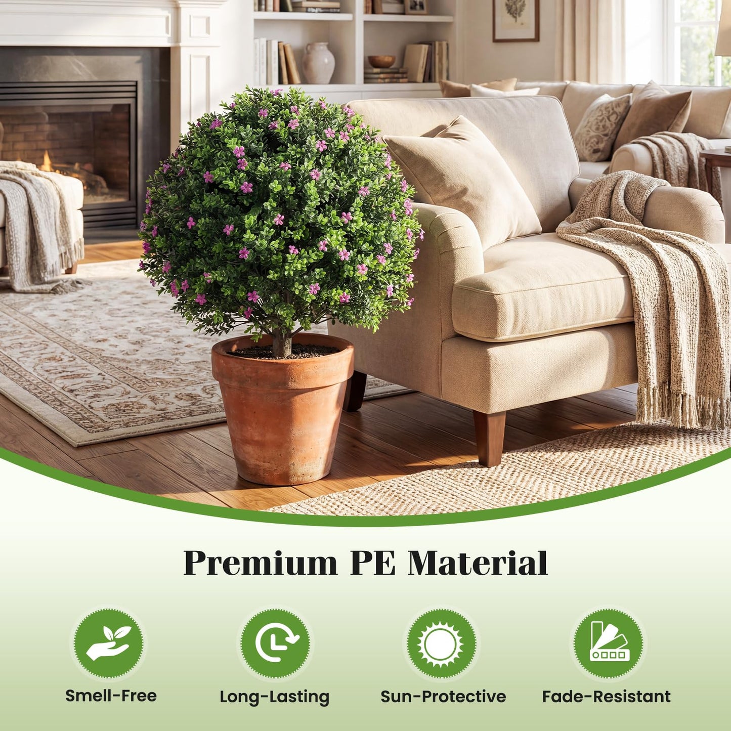 Indoor Outdoor Sun-proof Fake Floral Greenery Topiary Plants（Purple Flowers）