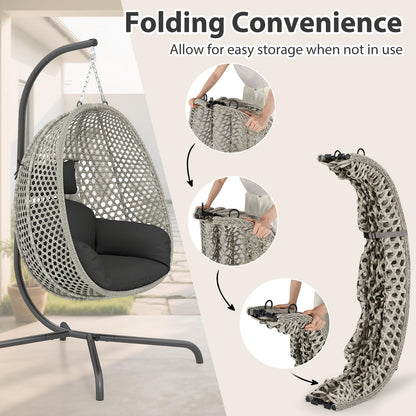 Swing Egg Chair with Soft Thick Cushion and Head Pillow