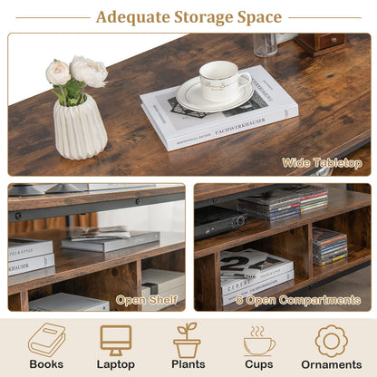 Wooden Cocktail Center Table with Storage Shelf