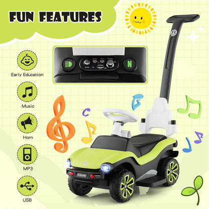 3 in 1 Kids Ride on Push Car with Handle and Canopy