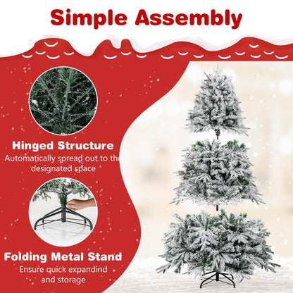 180 cm Artificial Christmas Tree Pre-lit Hinged Xmas Tree with 270 Warm White LED Lights