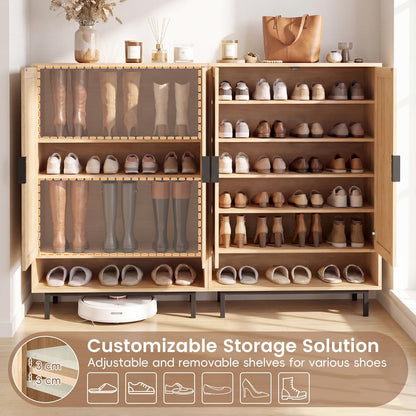 108CM Tall Shoe Cabinet 6-Tier with 2 Doors and Adjustable Shelves