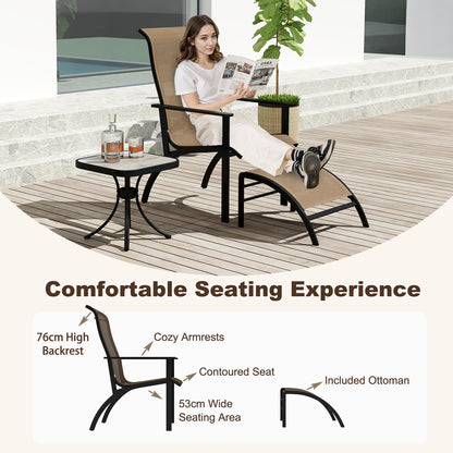 5 Pieces Adirondack Chair Set with Ottomans and Side Table