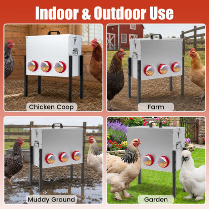 26L Automatic Chicken Feeder, 19 Capacity Galvanized Poultry Feeder
