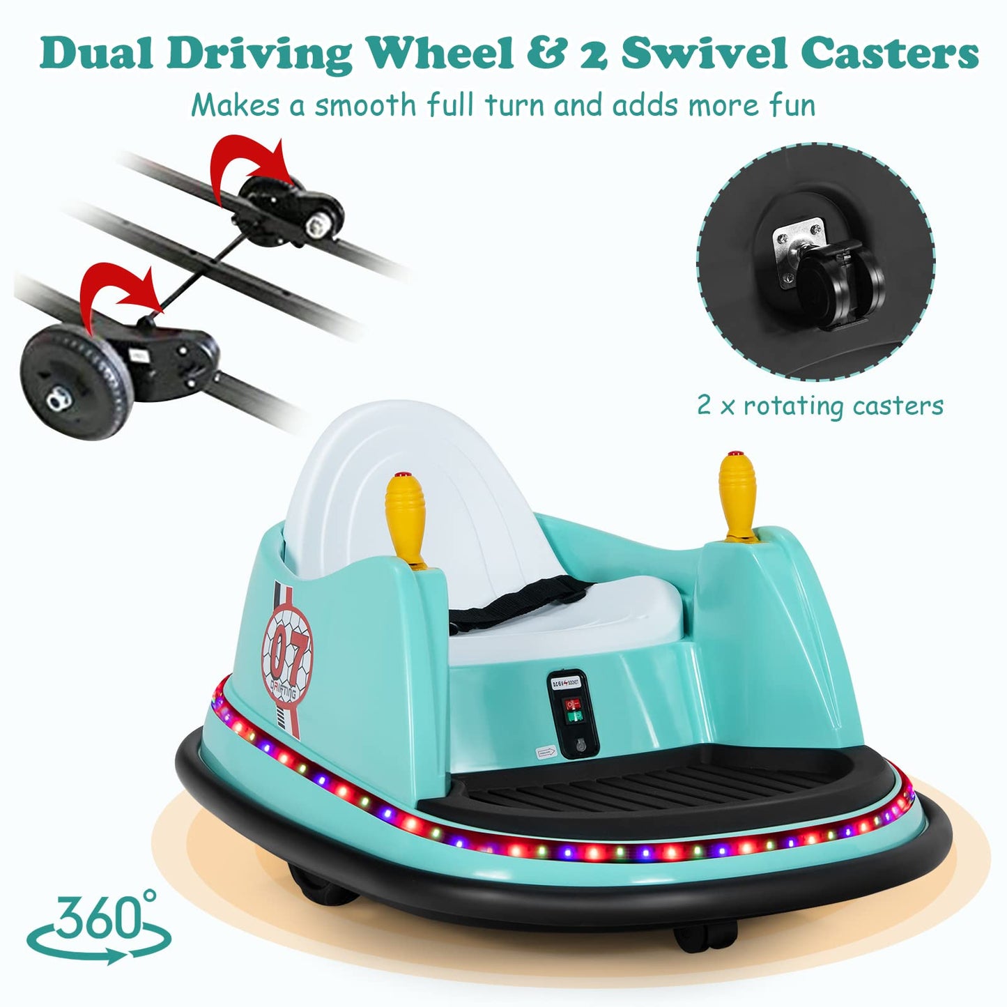 Kids Ride-On Bumper Car with Colorful Flashing Lights and Music
